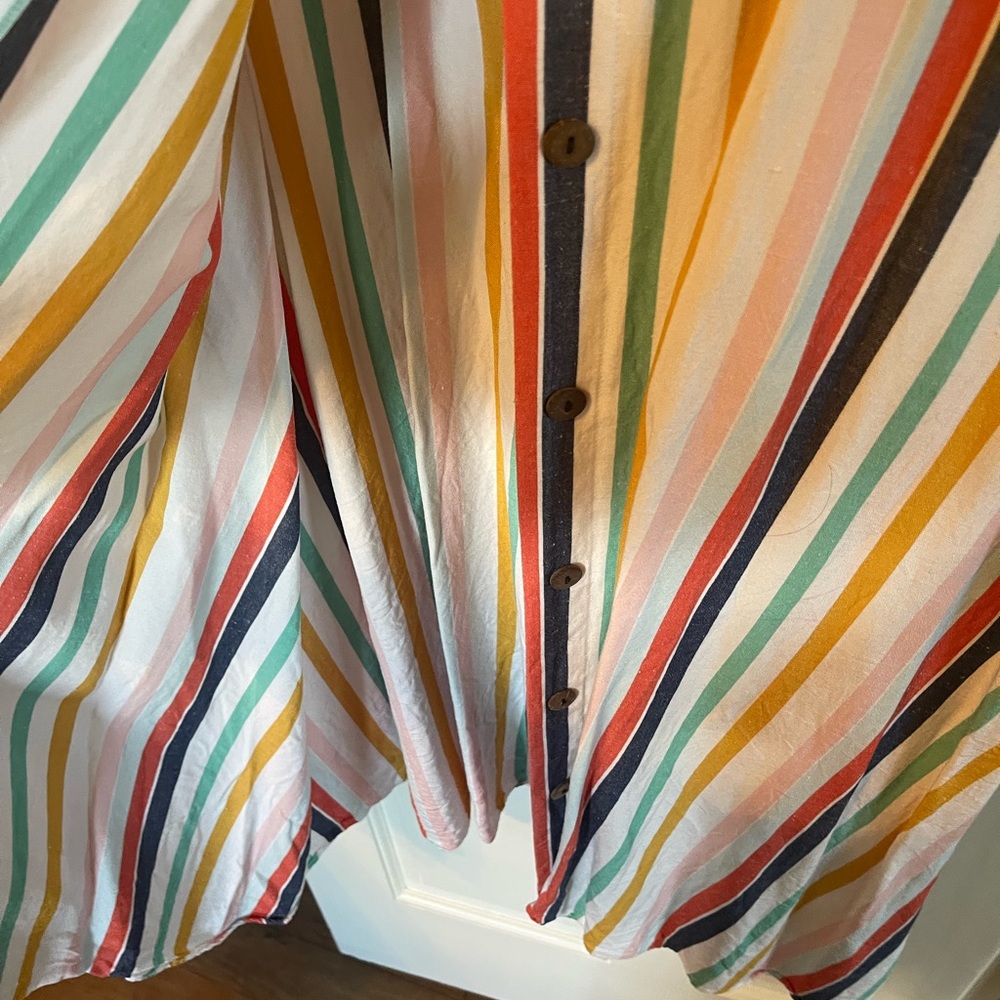 A.N.A. Multi-Colored Striped Midi Button Up Dress - image 4